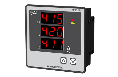 Multispan 3 Phase Panel Meter - Digital 3Ø AC