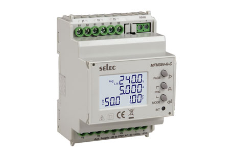Selec DIN Rail Multifunction Meter: MFM384-R-C